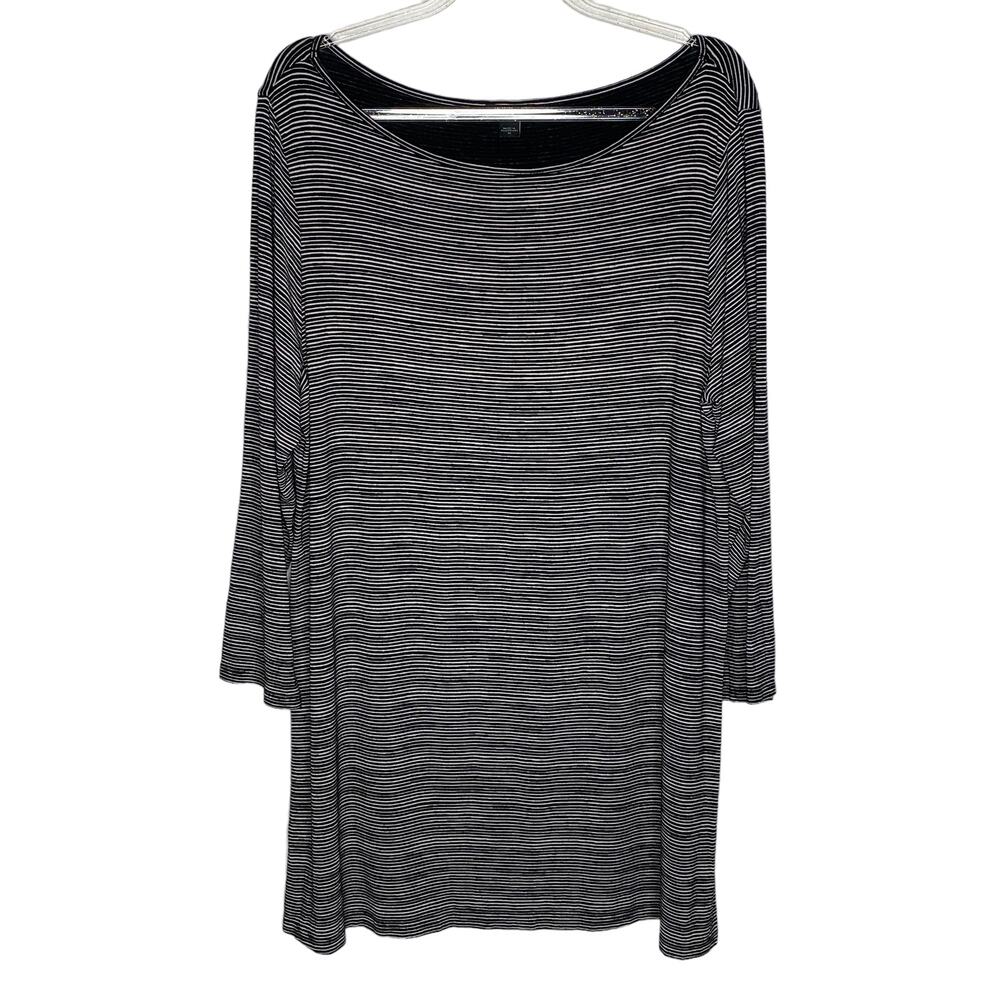 J Jill Wearever Collection Womens Size Medium Tunic Top Black‎ White 3/4 Sleeve
